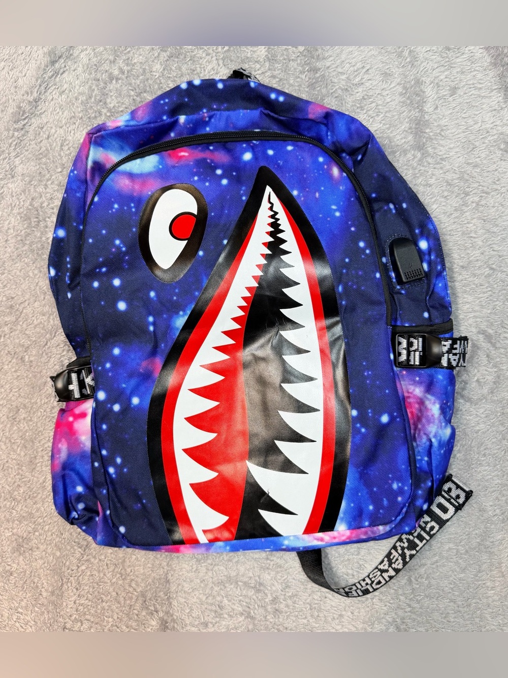 Galaxy Shark Kids Backpack - Blue & Red